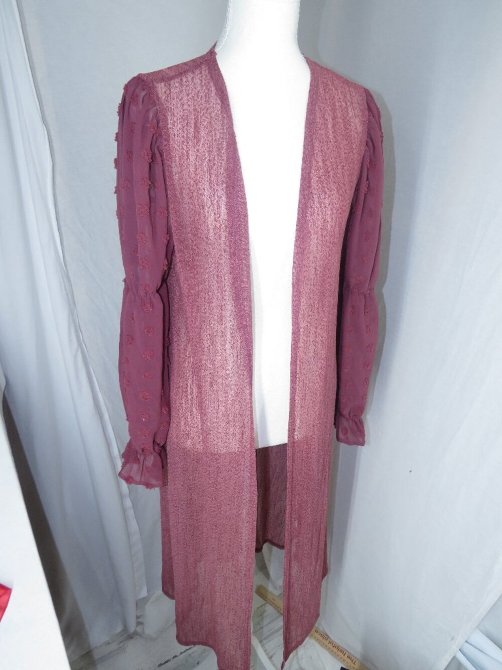Ember Embroidered Sheer Mauve Kimono Cardigan – Romantic Cottagecore Layering